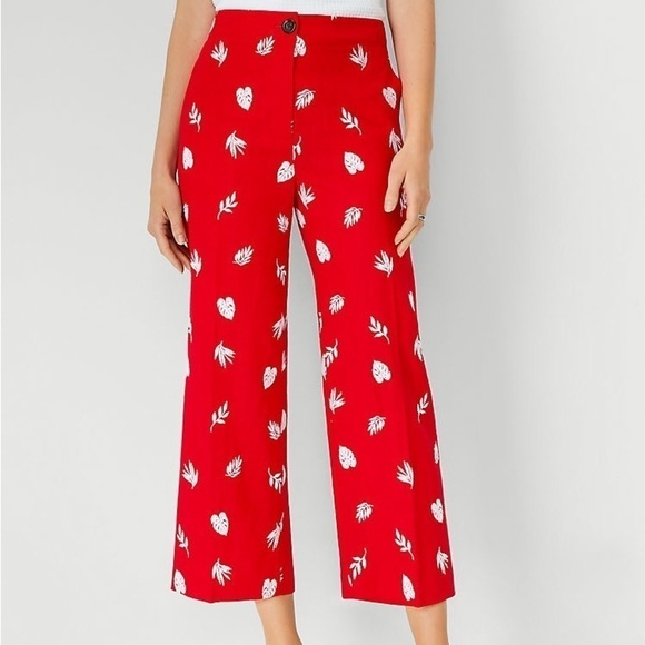 Ann Taylor Embroidered Wide Leg Crop Pant - 8 - Picture 6 of 8